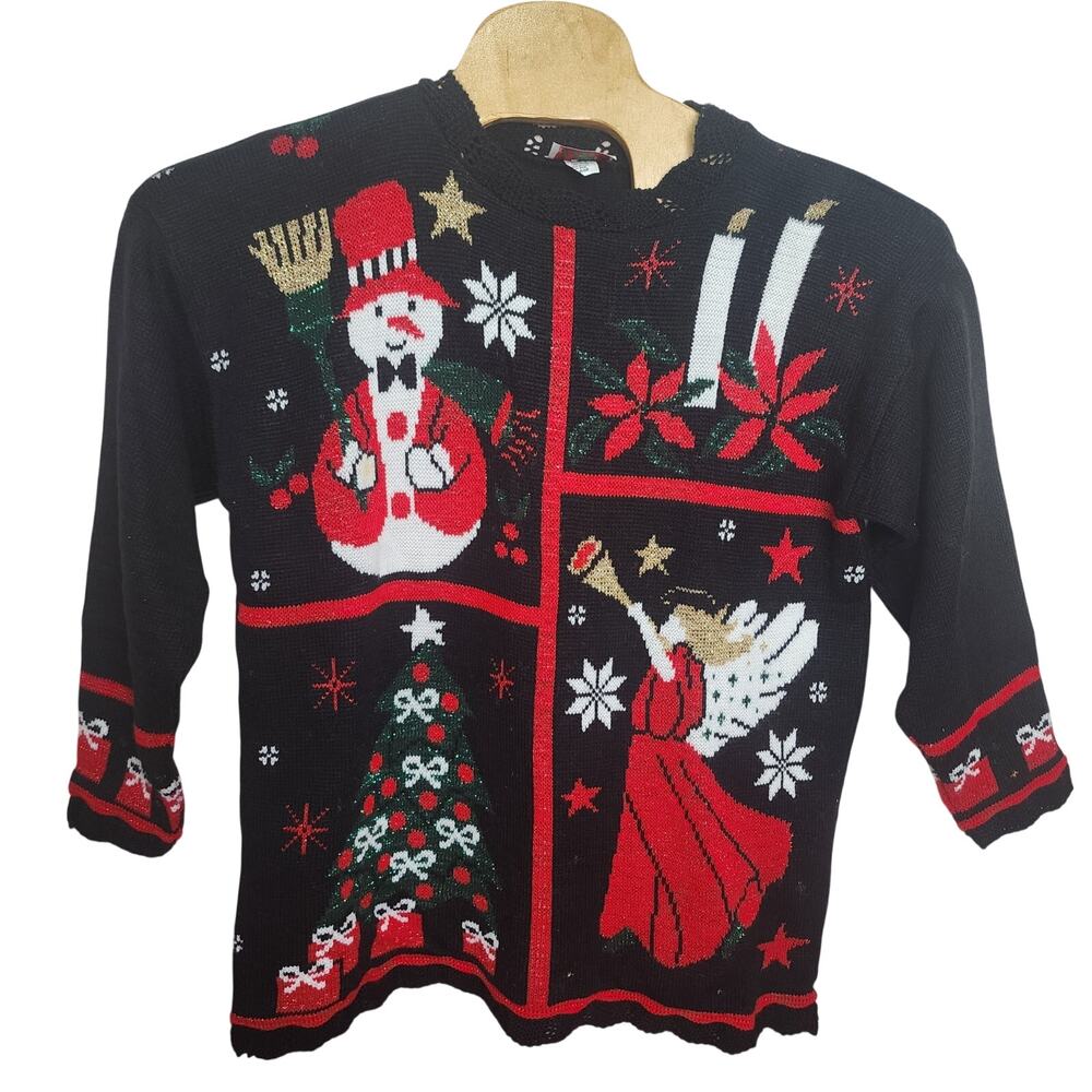 Vintage women's Nutcracker Christmas Snowman sweater Large L Made in USA